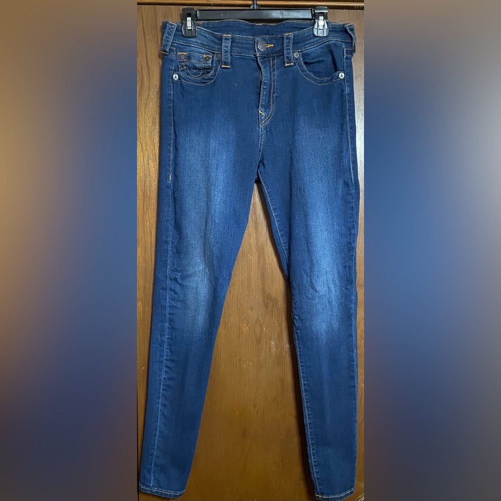 True Religion Women's JENNIE Curvy Mid-Rise Skinny Jeans - Dark Blue
